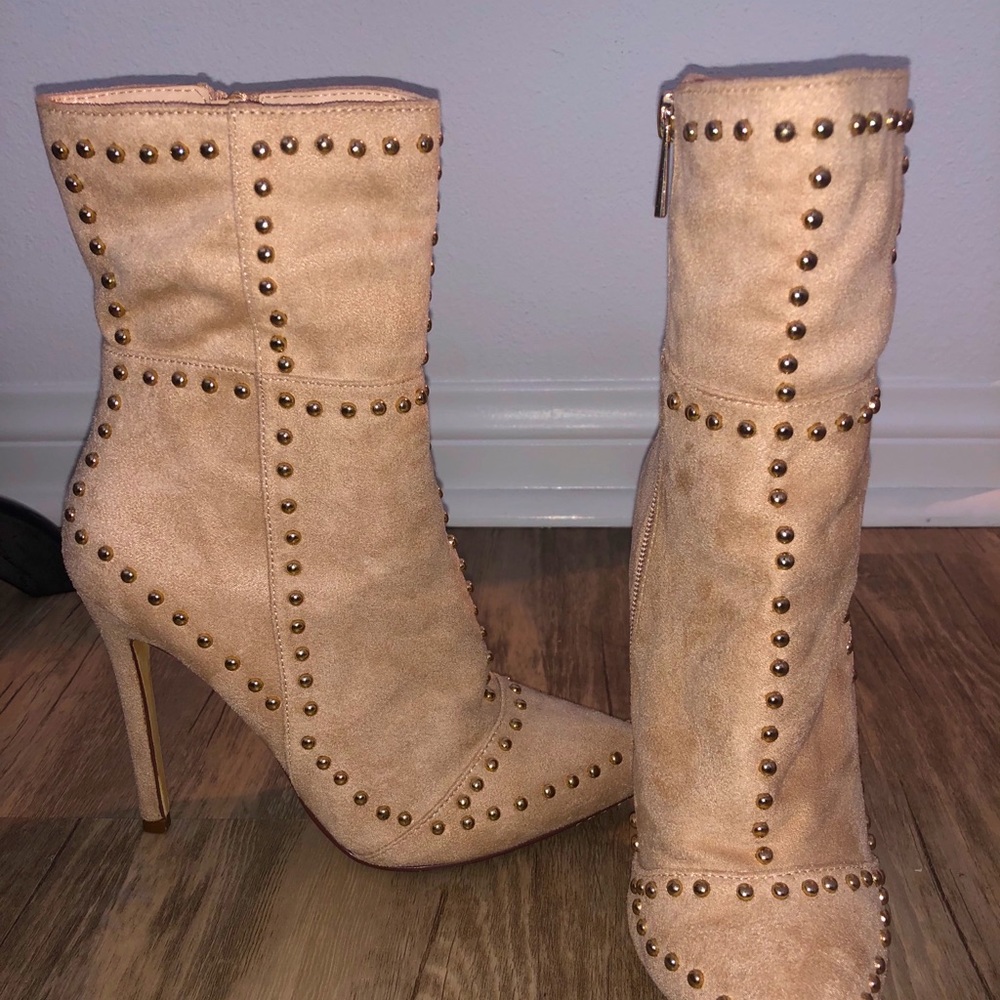 Studded boots.